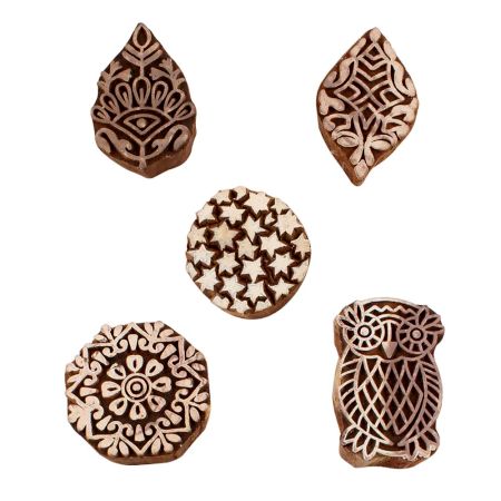 Set of 5 Piece New Mix Wooden Printing Blocks